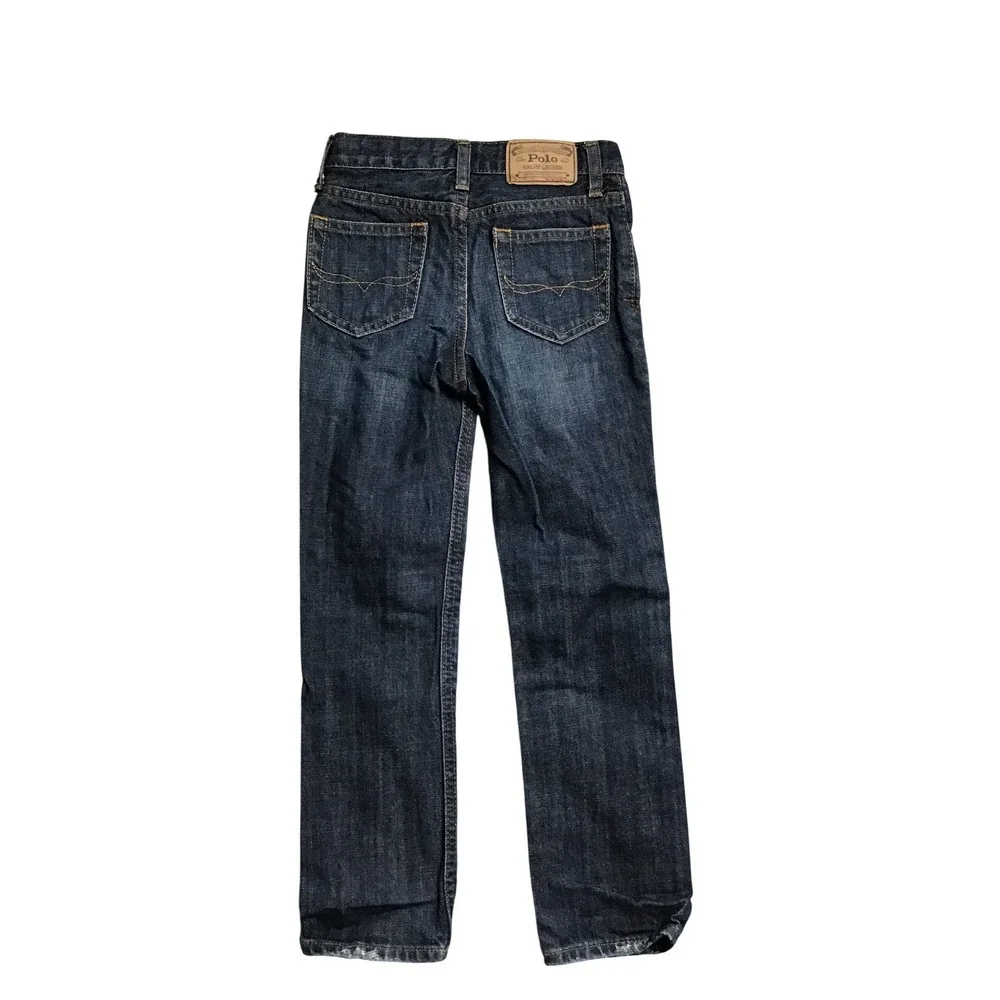 Polo Ralph Lauren Boy Blue Distressed Straight Slouch Fit Denim Jeans Size 6